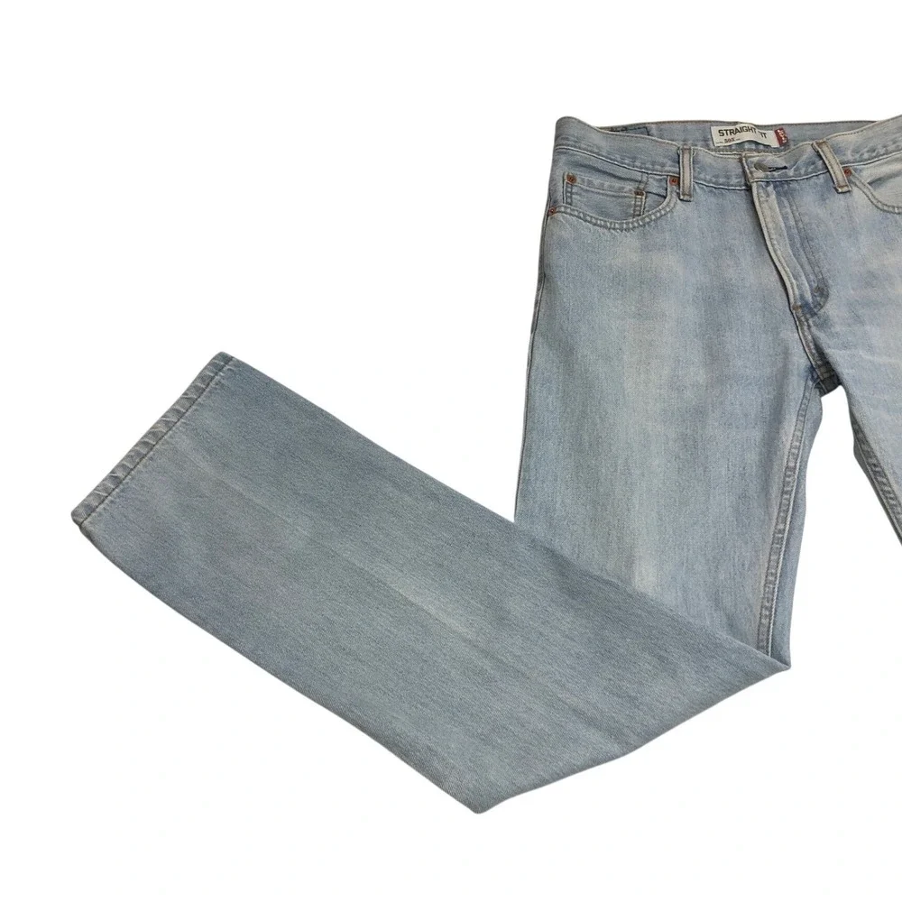 Levis 505 Straight Fit Jeans Mens 32x34 Light Wash Blue Denim Retro 90s Style